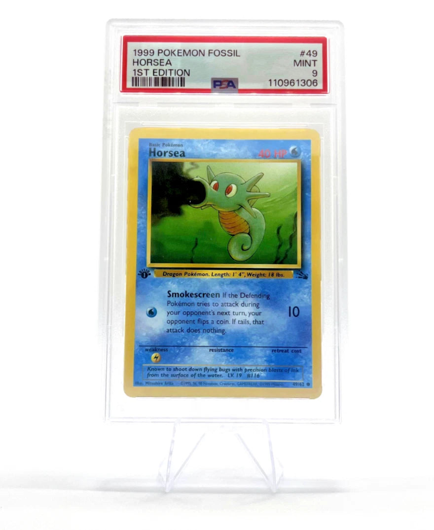 1999 Pokemon Fossil First Edition Mint Horsea 49/62 PSA 9 – Premier Cards Company
