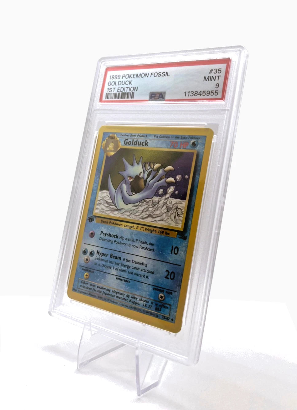 1999 Pokemon Fossil First Edition Mint Golduck 35/62 PSA 9