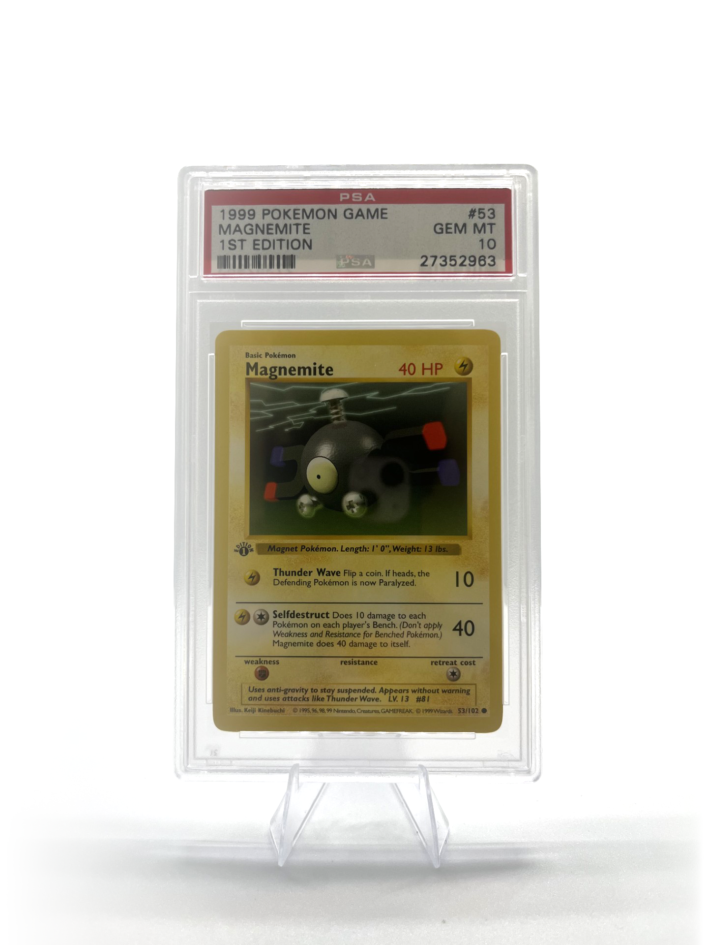 Pokemon Cards: Base Set 1st Edition Common: Magnemite 53/102 PSA 10