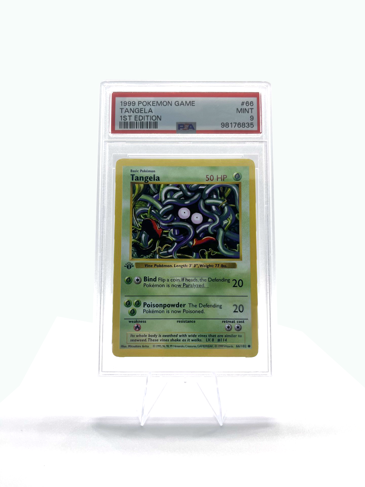 Pokemon Cards: Base Set 1st Edition Common: Tangela 66/102 PSA 9