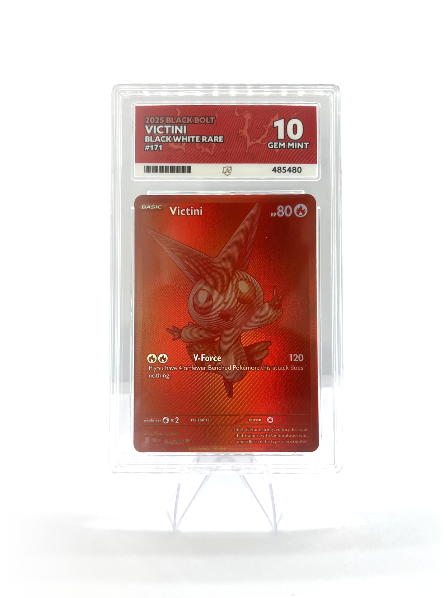 Pokemon TCG White Flare English Red Victini Card 172/086 Ace Grading Gem Mint 10