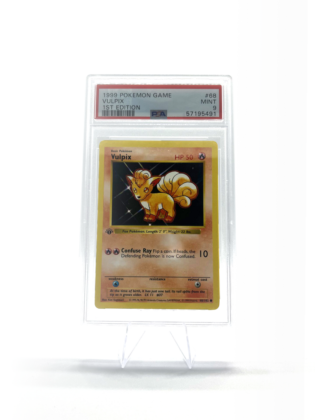 Pokemon Cards: Base Set 1st Edition Common: Vulpix 68/102 PSA 9
